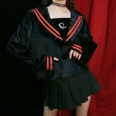 Осенняя и зимняя женская рубашка с длинным рукавом полосатая вышитая морская