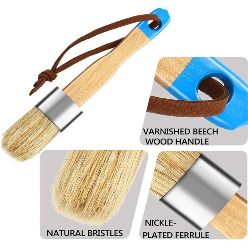 

3 Pcs/Set Ergonomic Handle Chalk Wax Paint Brushes Bristle Stencil Brushes Tool 97BB
