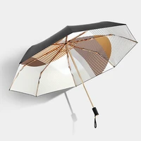 hot sale womens umbrella sunny rainy 3folding anti uv portable 8k windproof umbrella lady cool down black parasol sun umbrella