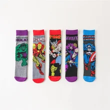 Disney anime socks Avengers Marvel cartoon figure Iron Man Captain America Hulk Thor casual high socks xxx boys and girls socks