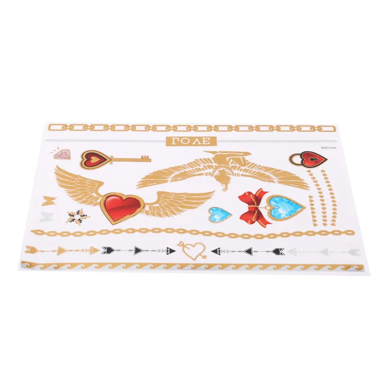 

1PC Flash Metallic Waterproof Temporary Tattoo Gold Silver Tatoo Women Henna Flower Taty Design Tattoo Sticker