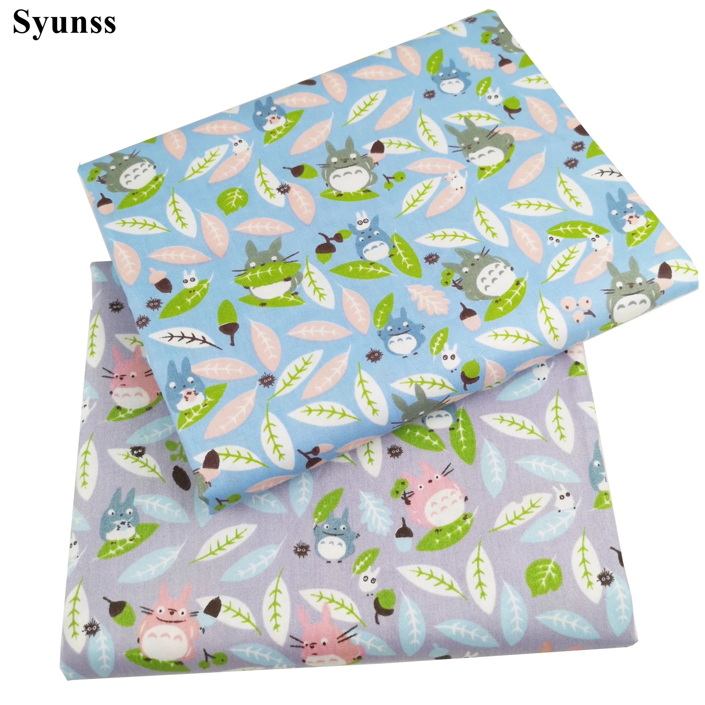 

Syunss Gray Blue Cute Totoro Print Cotton Fabric for Diy Patchwork Quilting Baby Cribs The Cloth Cushions Blanket Sewing Tissus