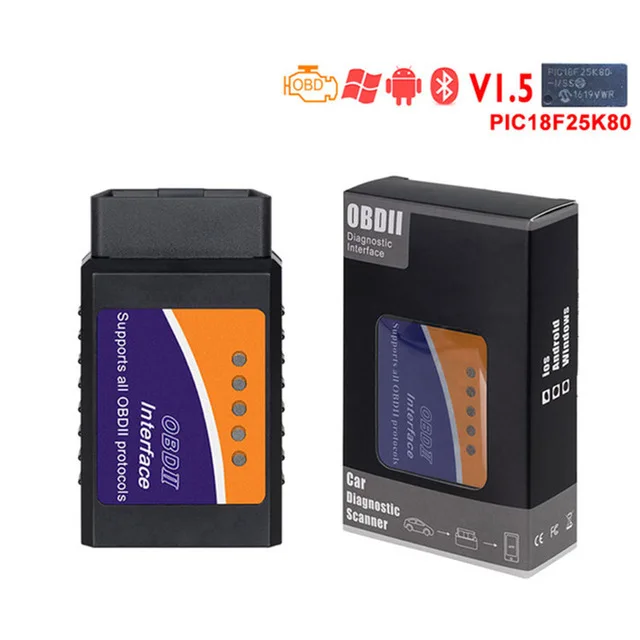 10 шт. OBD OBD2 сканер ELM327 прошивка V1.5 PIC18F25K80 чип беспроводной для Android или iOS ELM 327