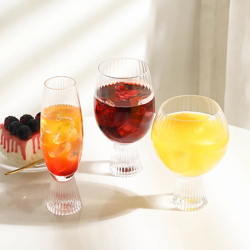 

Vertical Stripe Glass Cup Round Ball Shape Fruit Juice Drinking Cup Japanese Tea Water Wine Glass Coffee Mug Vasos Drinkware