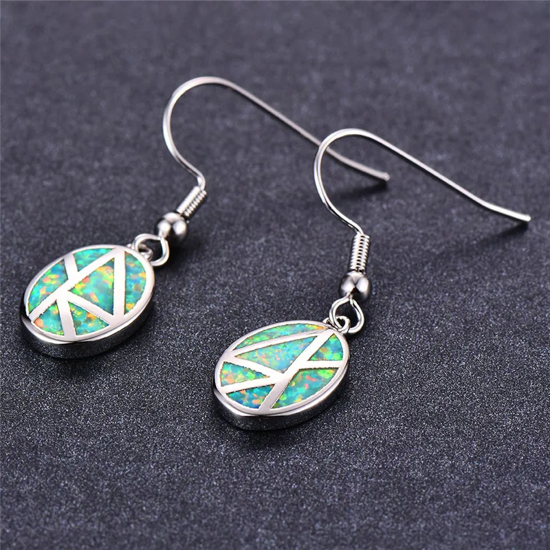 Милые женские серьги-подвески в стиле бохо с большим голубым и белым огненным