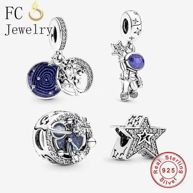

FC Jewelry Fit Original Pan Charms Bracelet 925 Sterling Silver Galaxy Sky Moon Star Astronaut Bead For Making Women Berloque