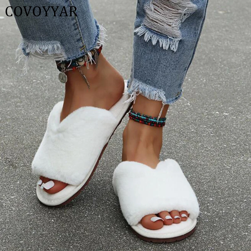 

COVOYYAR Winter Slippers Women Shoes Fur Slippers House Warm Furry Heart Shaped Home Indoor Fluffy Slides Shoes Woman WSL261