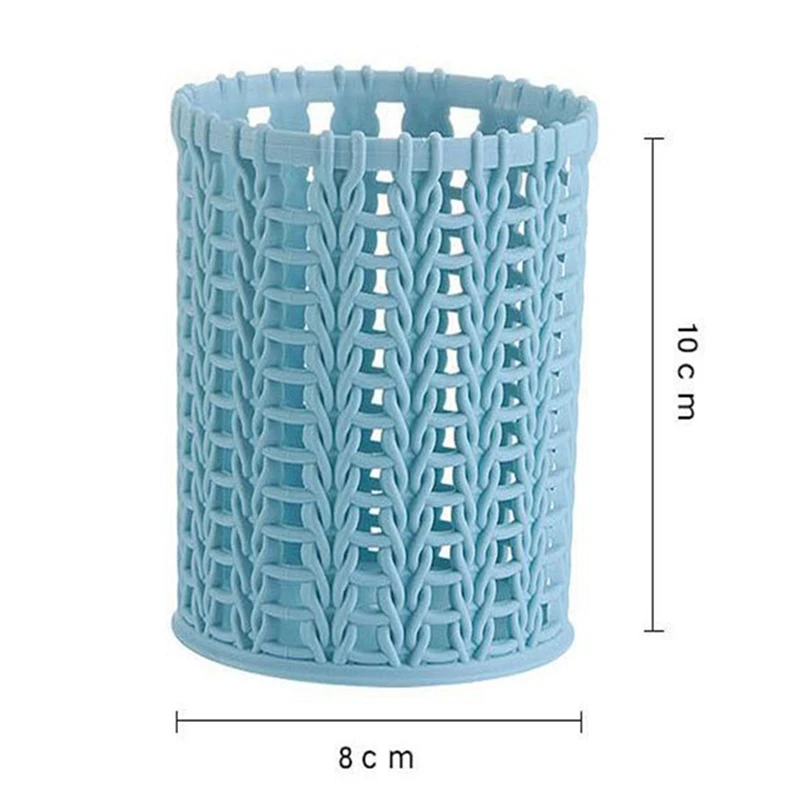 

1Pcs Office Supplies Pencil Pen Pot Holder Stationery Container Round Weave Pattern Pen Holders