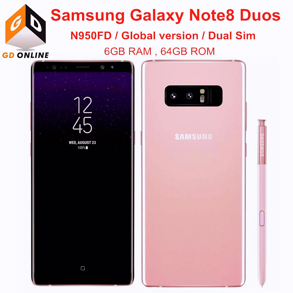 Samsung Galaxy Note8 Note 8 Duos N950FD Dual SIM глобальная версия NFC Octa Core 6,3 дюйм 6 ГБ оперативной памяти, 64 Гб встроенной памяти, процессор Exynos 4 аппарат не привязан к ...
