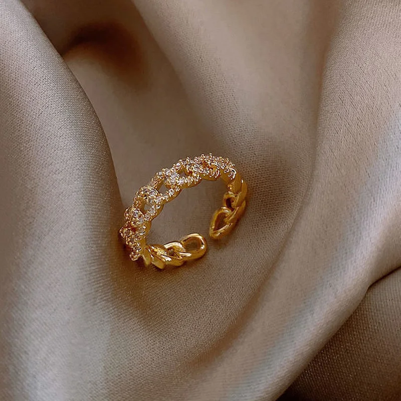 

2021 classic geometric twist wrapped zircon open ring fashion women jewelry simple elegant student ring wedding party ring