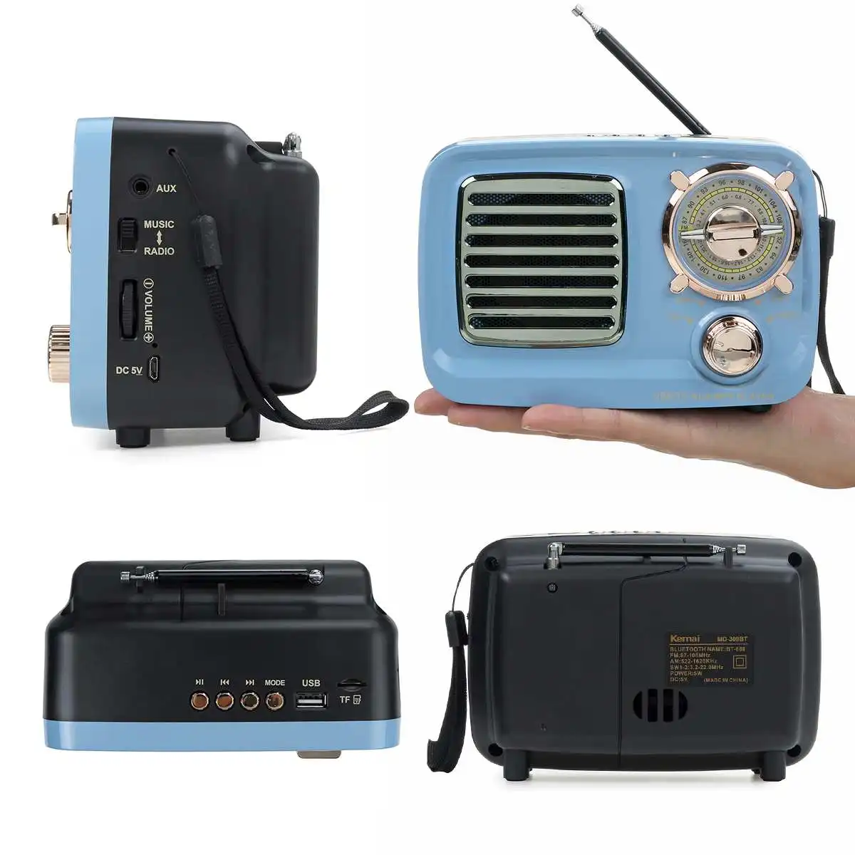 Bluetooth портативное Ретро Радио басовая колонка FM AM SW плеер портативная карта мини