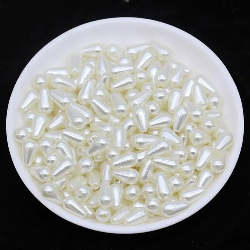 Новый DIY 50 шт./лот ABS имитация жемчуга Круглый воды в форме капель прямые отверстия