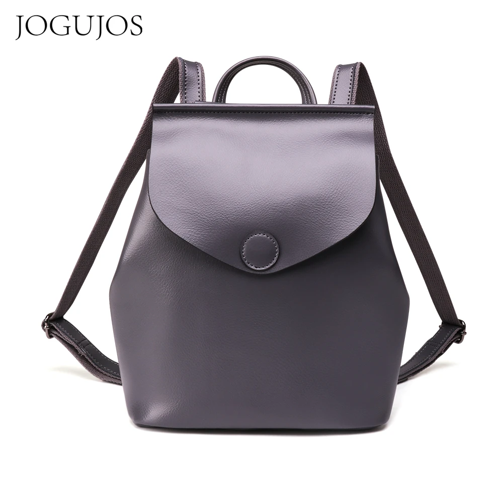 

JOGUJOS New Stylish Women Genuine Leather Backpacks Zip Casual Shoulder Bags Female School Knapsack Travel Multifunctional Bag