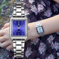 wwoor ladies bracelet watches 2022 blue square watch womens stainless steel waterproof elegant quartz wristwatches relojes mujer