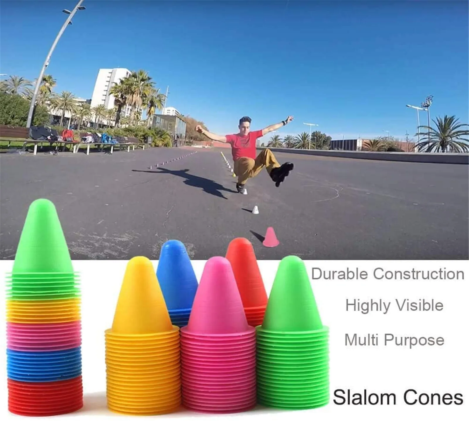 

50Pcs/Set Skate Marker Training Road Cones Roller Football Soccer Rugby Training Soft Tower Skating Obstacle Roller Skate Pile