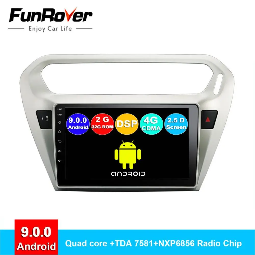 Автомобильный dvd плеер FUNROVER android 9 0 2.5D + IPS для Citroen Elysee 2014 2016 радио gps навигация