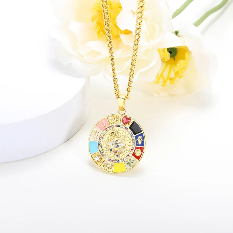 Ожерелье золотого цвета с эмалью и эффектом капель индейки | Украшения