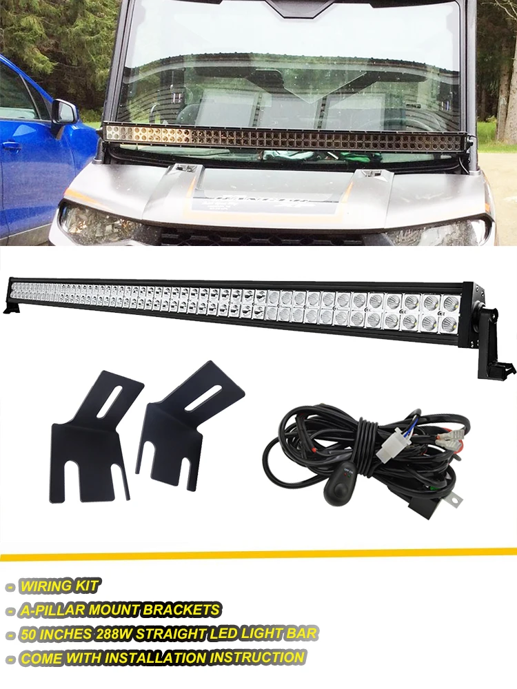 Для Polaris Ranger 1000 900 обычный crew XP и 570 50 дюймов 288 Вт прямой светодиодный светильник с монтажным комплектом и кронштейнами А-стойки