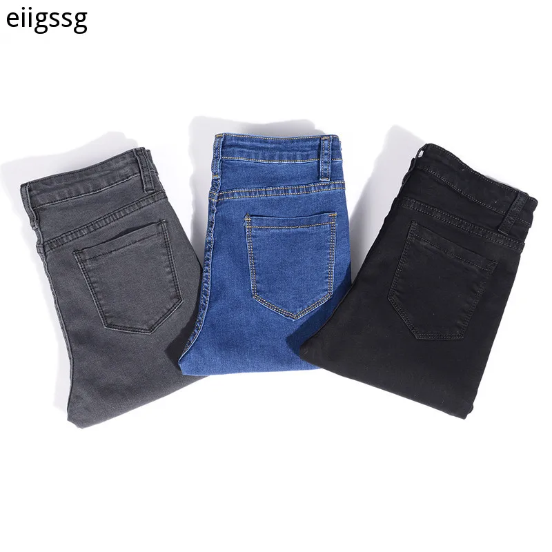 

Jeans for Women Mom Jeans Blue Gray Black Woman High Elastic Plus Size 40 Stretch Jeans Female Washed Denim Skinny Pencil Pants