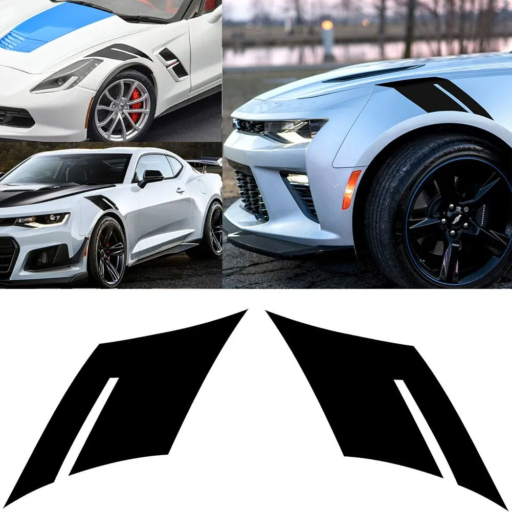 

Universal Black Glossy Side Fender Marks Stripe Decals Stickers Racing Fender Sticker For Chevy Corvette Camaro Car Stickers