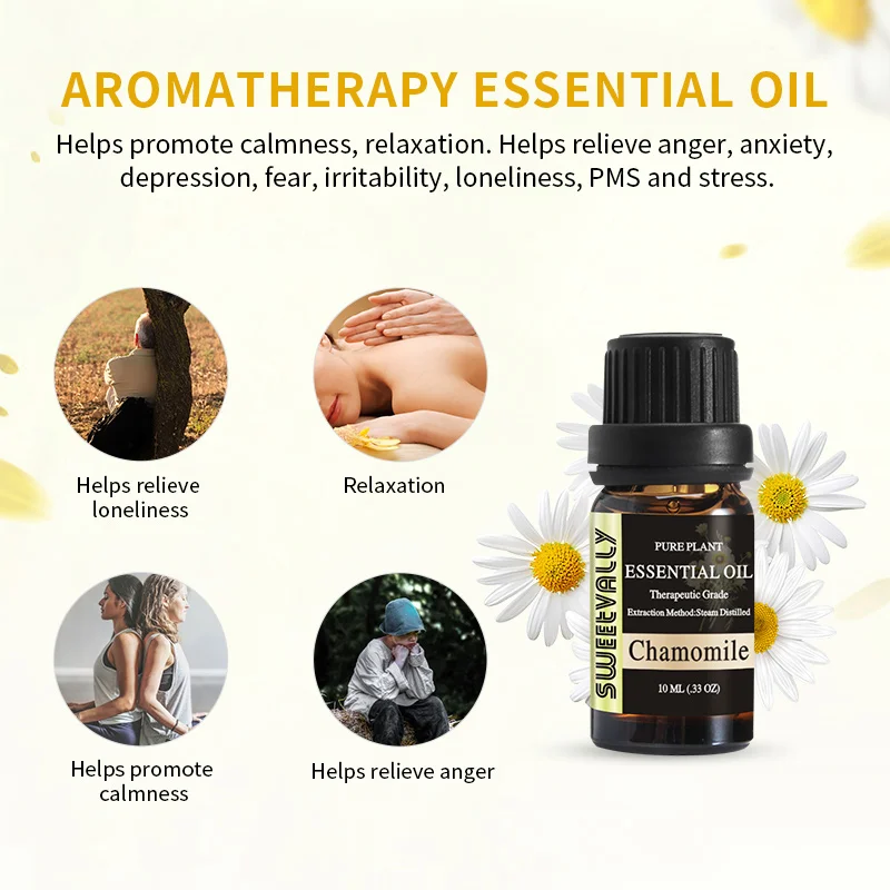 Sweetvally 10ml 100% Pure Plant Essential Oils Diffusers Aroma Oil Chamomile Natural Massage Relax | Красота и здоровье