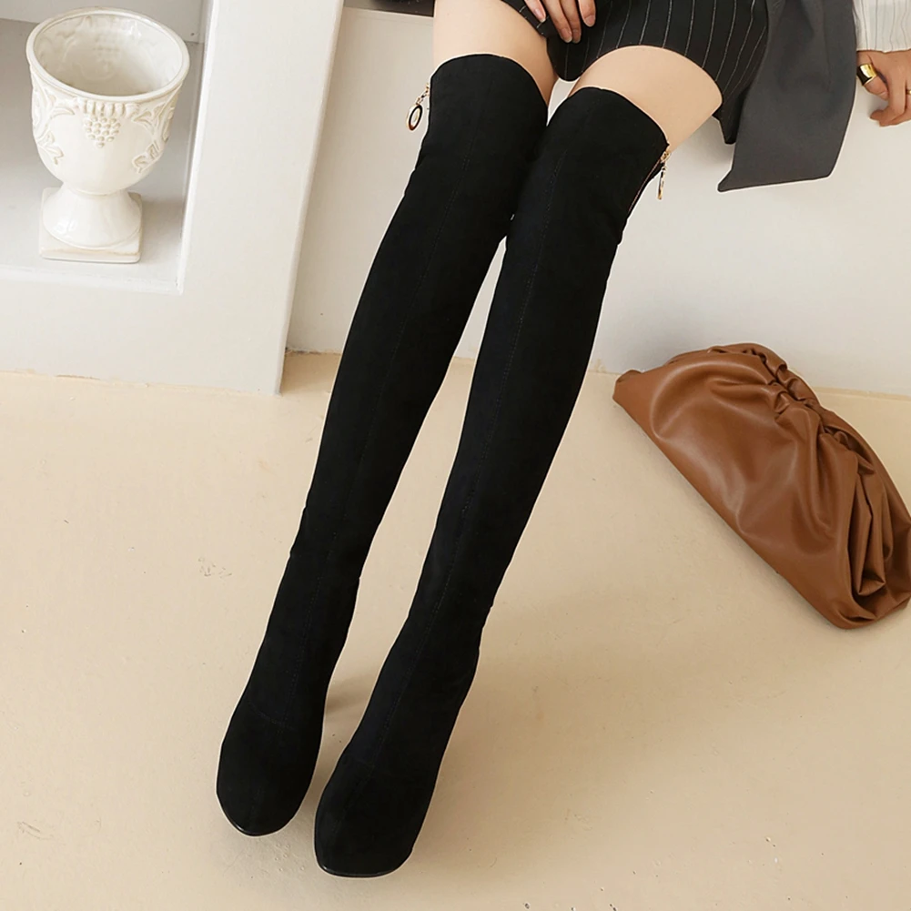 

DoraTasia New Fashion Female Over The Knee Boots Platform Thick High Heels Zip Thigh High Boots Women Autumn Slim Shoes Woman