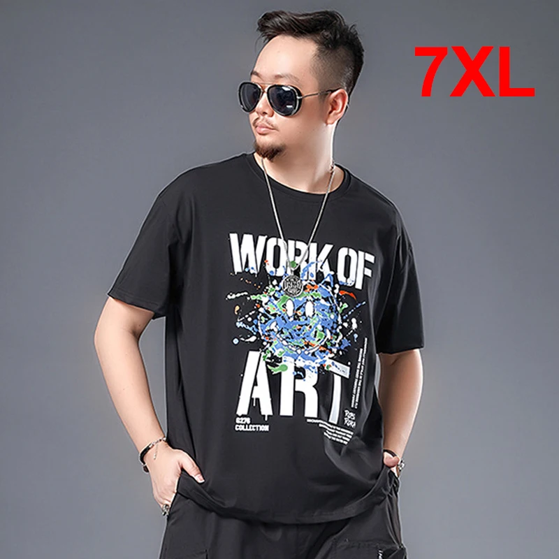 

Мешковатые футболки для мужчин Уличная модные Размеры футболки топы, летние футболки из хлопка с коротким рукавом размера плюс Размеры 6XL 7XL...