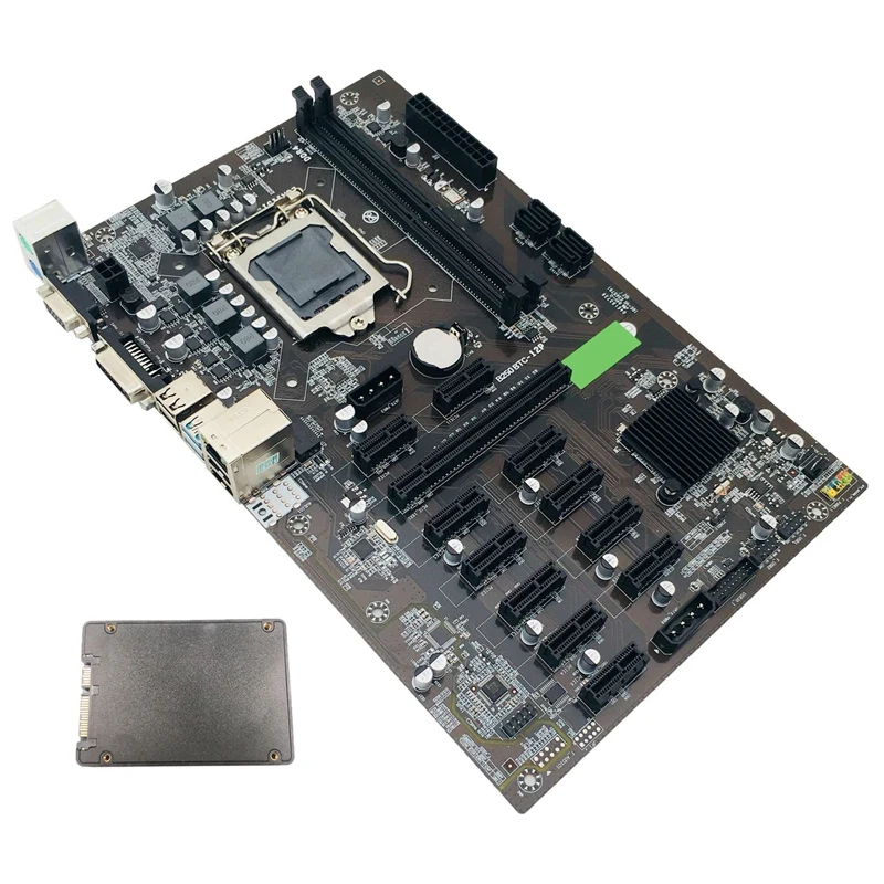 B250 BTC Mining Motherboard with 120G SSD LGA 1151 12X Graphics Card Slot DDR4 USB3.0 SATA3.0 Low Power for Miner | Компьютеры и офис