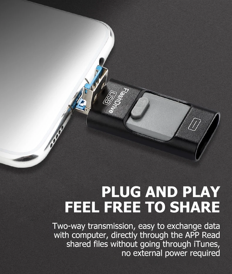 Флеш-накопитель USB 3,0, 32 ГБ, 64 ГБ, 128 ГБ, флеш-накопитель для iPhone X, 8, 8 Plus, 7, 7 Plus, USB флешка, 8 ГБ, 16 ГБ, металлическая флешка, USB флеш-накопитель