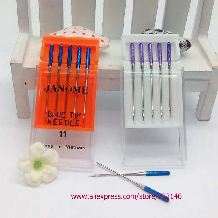 

5PCS Janome-Sewing-Machine Purple Tip Needles 14/90 for Brother, Singer, Janome New Home, Elina, Pacesetter, Elnita, Pfaff