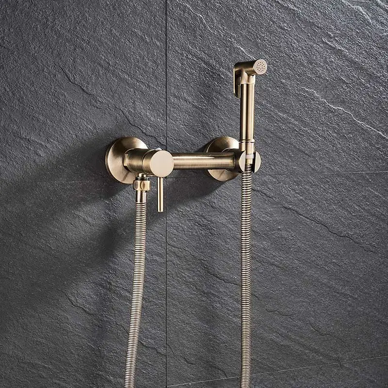 Antique Bronze A Латунный хромированный смеситель для биде, смеситель для душа, смеситель для холодной и горячей воды, мусульманский кран Ducha Higienica, квадратная насадка для душа - Цвет: Antique Bronze A