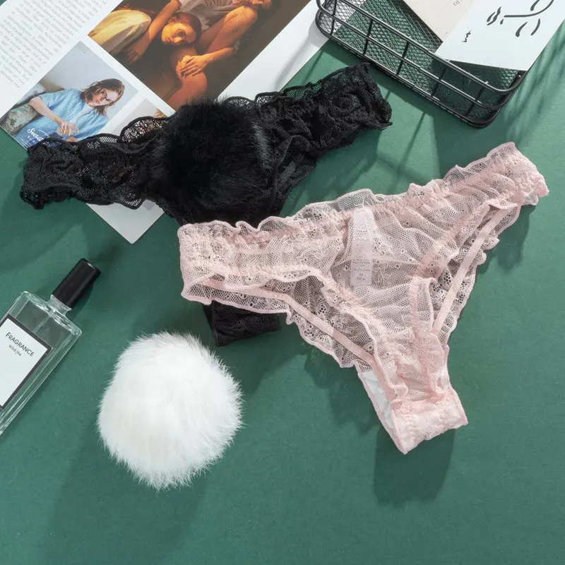 

Женские сексуальные кружевные трусики, Симпатичные трусики-стринги, прозрачные женские стринги с низкой талией, модное женское нижнее бель...