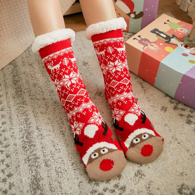 

TOIVOTUKSIA Holiday Stocking Women Indoor Plush Fleece Lining Slipper Sock Christmas Floor Home Sherpa Nonskid Fuzzy Cozy