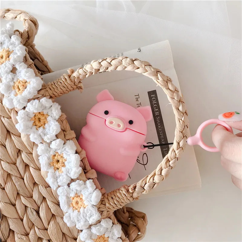 Чехол для AirPod 2 3D Mini Pink Pig мультяшный Мягкий силиконовый чехол наушников s Apple Airpods