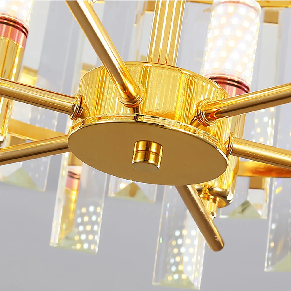 

YOOGEE LED Chandelier Modern Living Room Kitchen Crystal Round Ceiling Chandeliers Gold Lamp Home Decor