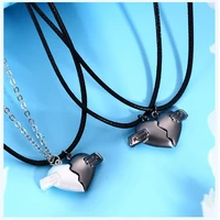 2pcs magnetic flying heart pendants couple necklaces for women men lovers best friends paired pendant necklace fashion jewelry