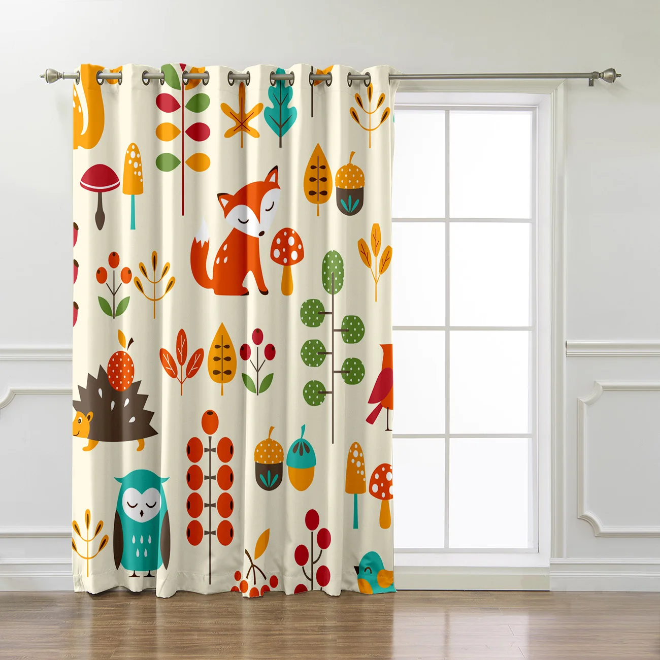 Кокосовый домик осень милые дети Ежик лиса окна шторы темная гостиная уличная