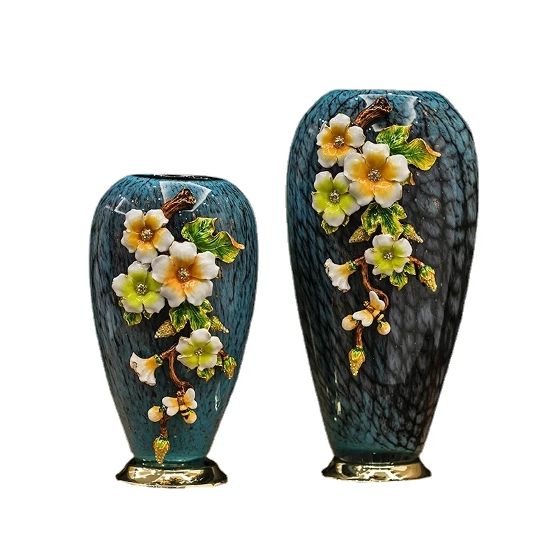 

zq Glass Vase Decoration Living Room Entrance European Home Flower Arrangement American Style Furnishings Decorations