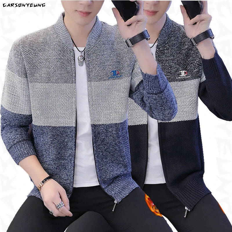 

Brand Men's Sweaters Autumn Winter Faux Fur Wool Warm Knitted Sweater Jackets Cardigan Coats Men Clothing Casual Knitwear Clothe
