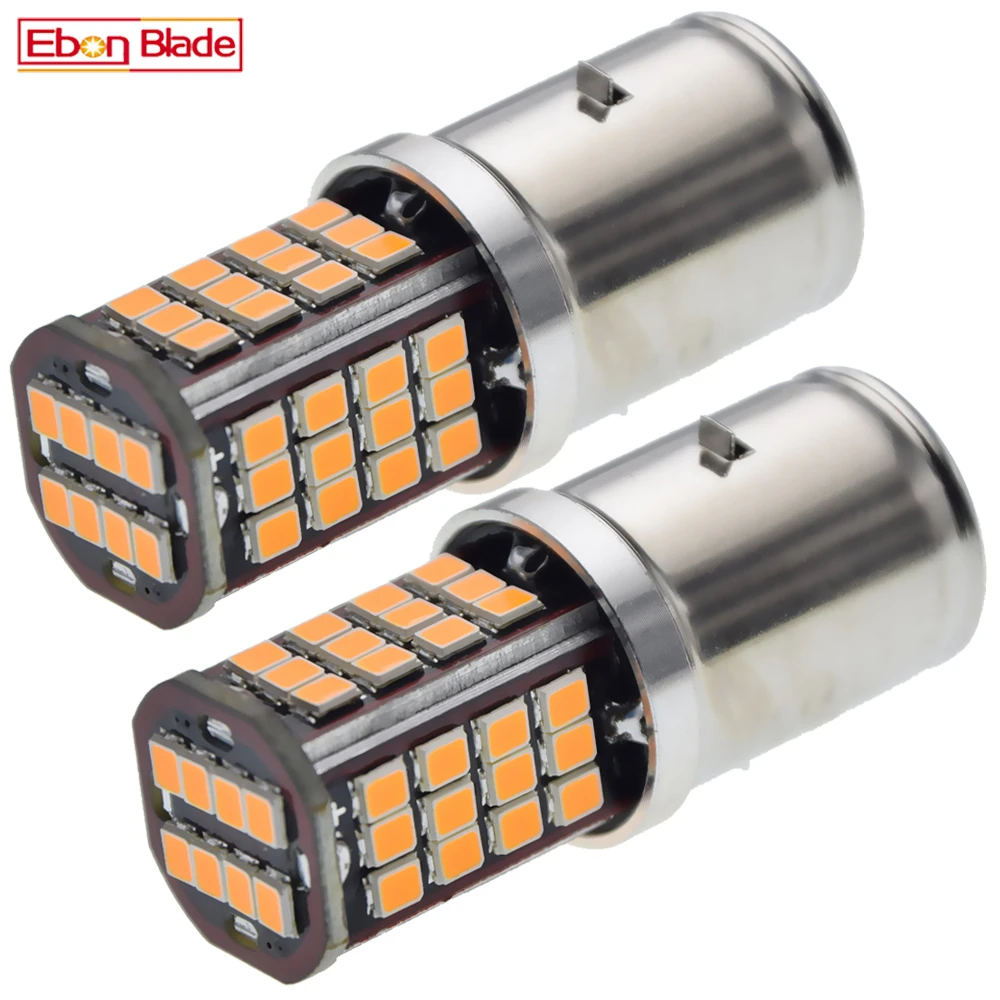 

Пара светодиодный фары мотоцикла 2835 56SMD BA20S Авто ATV Скутер мопед светодиодный головной светильник лампа белый 6000K желтый 6V, работающего на постоянном токе 12 В