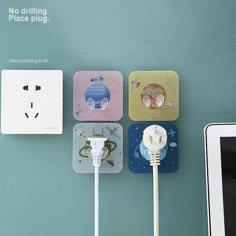 

5pcs/Pack 7*7cm Home Office Wall Powerful Adhesive Plastic Power Plug Socket Holder Hanger Wall Storage Hook High Quality