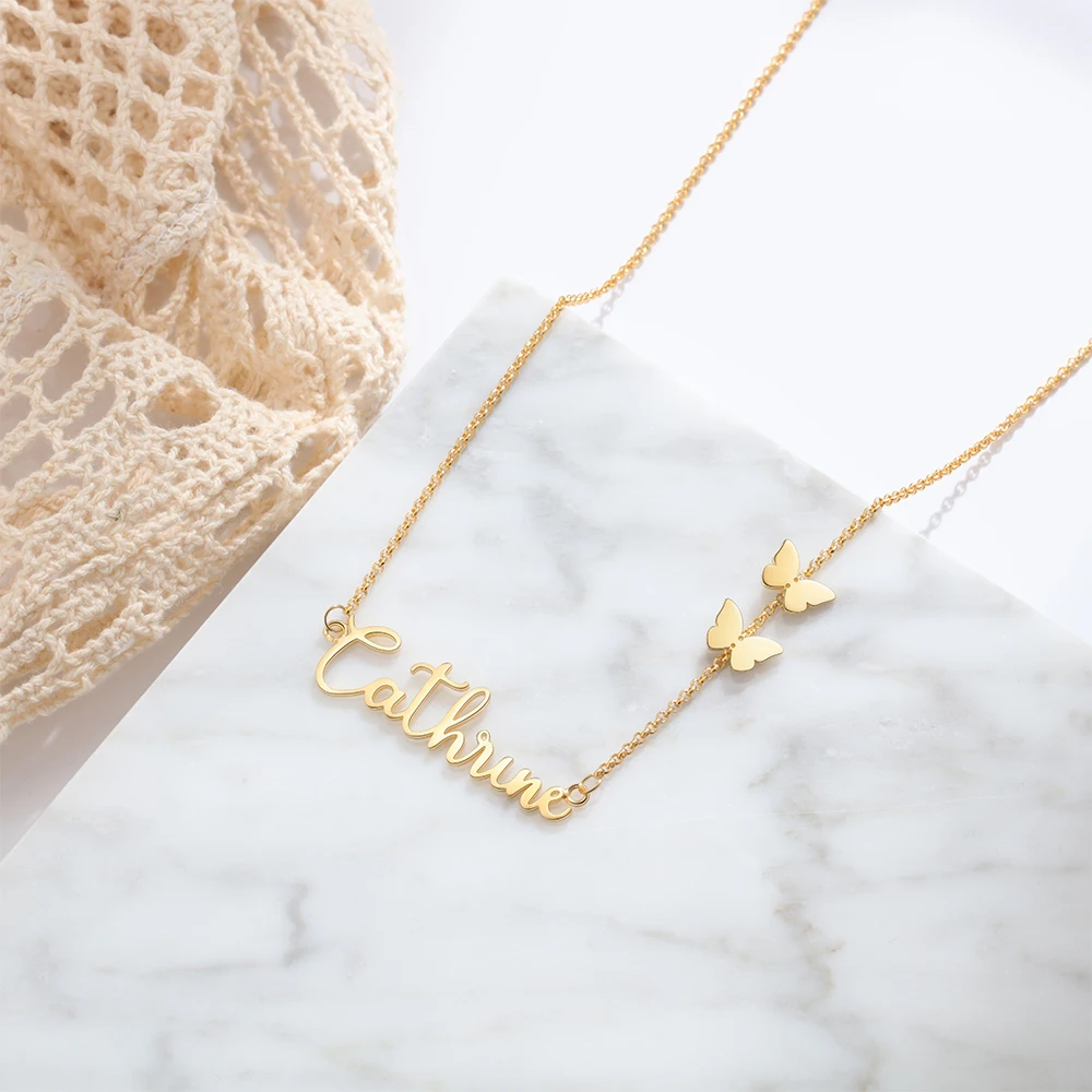 Кулон из серебра 925 пробы с именем на заказ бабочкой | Украшения и аксессуары