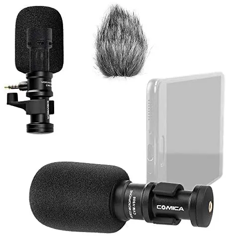 

Comica CVM-VS08 Cardioid Condenser Directional Shotgun Video iPhone Microphone for Phone Smartphone with Wind Muff (3.5mm Jack)