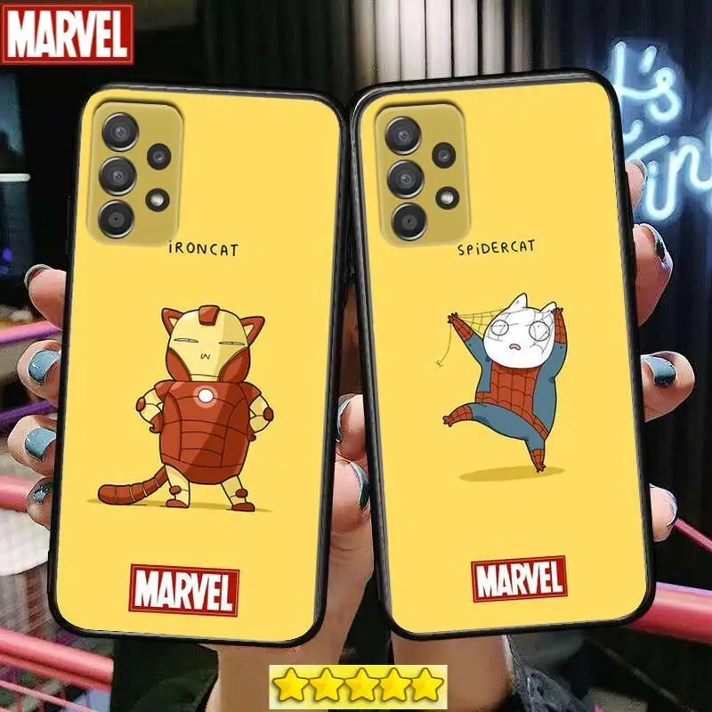 

Cats and Marvel heroes Phone Case Hull For Samsung Galaxy A70 A50 A51 A71 A52 A40 A30 A31 A90 A20E 5G a20s Black Shell Art Cell