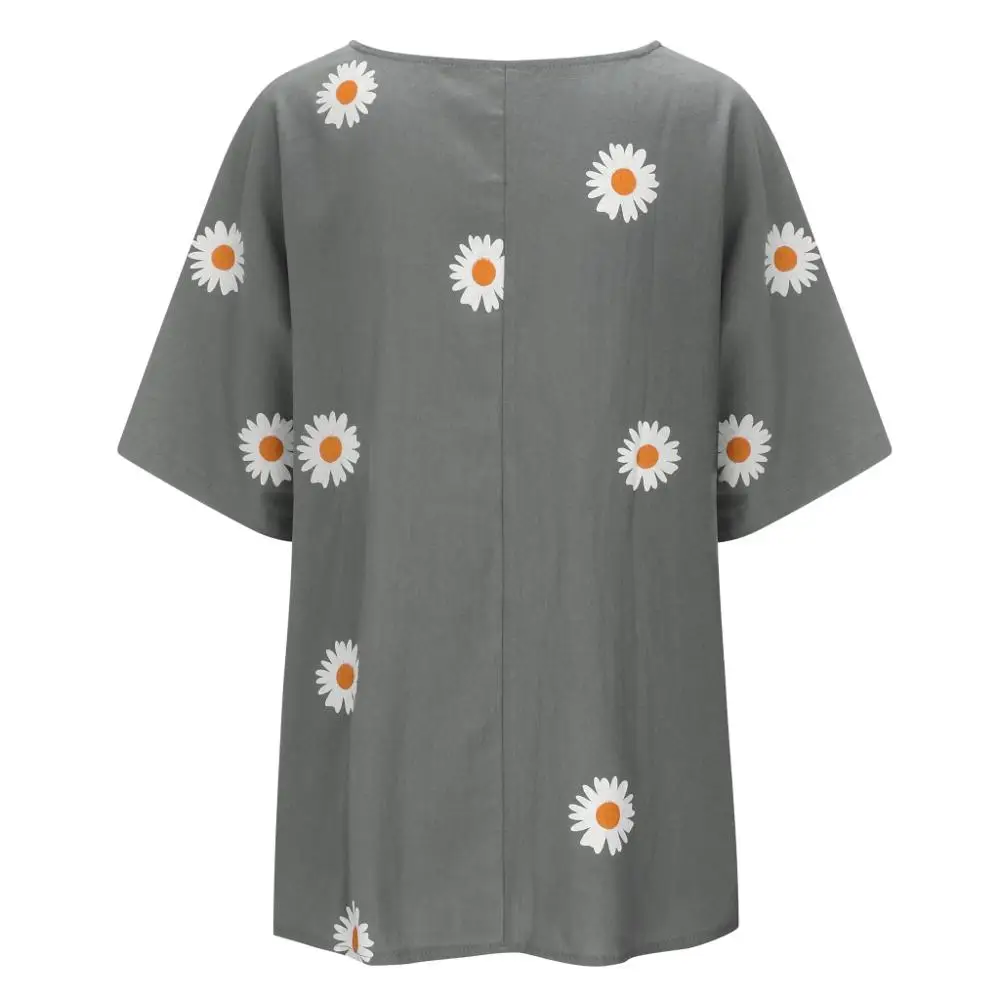 Летняя женская рубашка с вышитыми хризантемами туника блузка женские блузы