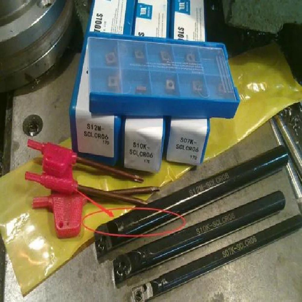 

SCLCR Lathe Boring Internal Turning Bar Holder + 10 Pcs CCMT0602 Insert + 3 Pcs Wrench