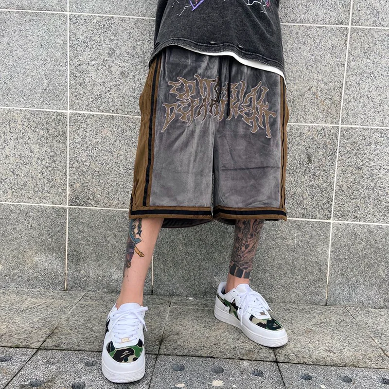 

Шорты мужские спортивные в стиле хип-хоп, стильные Джоггеры в стиле ретро, спортивная одежда для баскетбола, скейтборда, бега, уличная одежд...