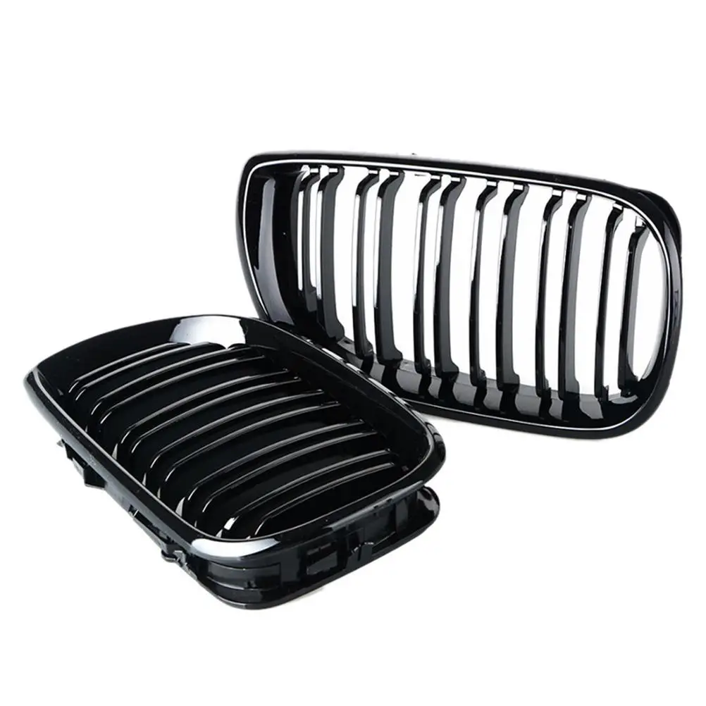 

Black Double Parallel Bars Front Bumper Grill Grille Car Front Grille Car Accessories Compatible for BMW 3-series E46