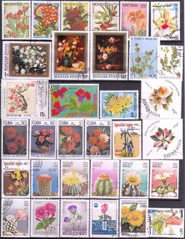 Множество 250 красивые яркие цветочные тематические марки с цветочным узором