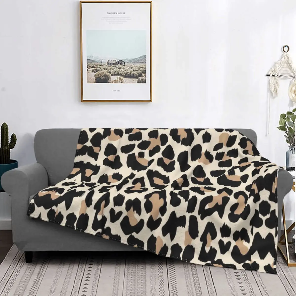 Кожаное Флисовое одеяло Leopards с текстурой животного потрясающее теплое для